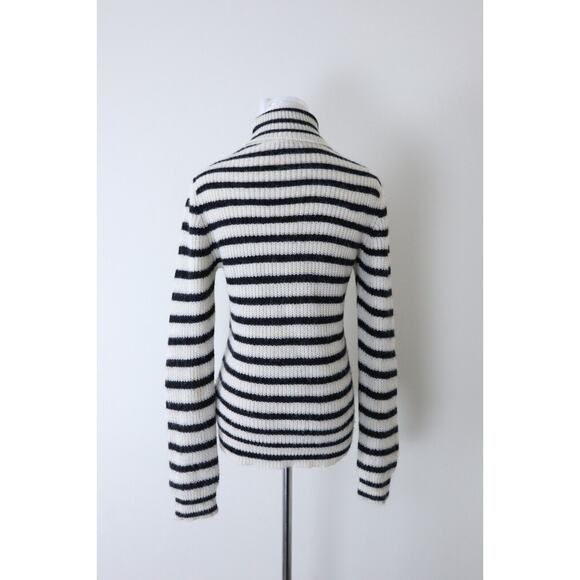 IRO Size S Seely Alpaca Wool Knit Turtle Neck Sweater Black White Stripes - Picture 9 of 15
